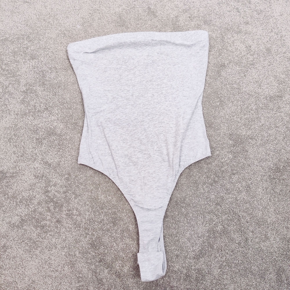 Bozzolo Women's Strapless Bodysuit in Gray Size Small Cotton Y2K